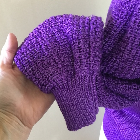 Vintage Enfin by Marcia Purple Floral Appliqué Hand Loomed Sweater - Picture 5 of 11